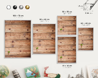 Tableau pour collection d'aimants cadre argenté Planches de bois