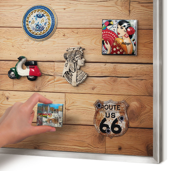 Tableau magnétique décoratif avec cadre argenté Planches de bois