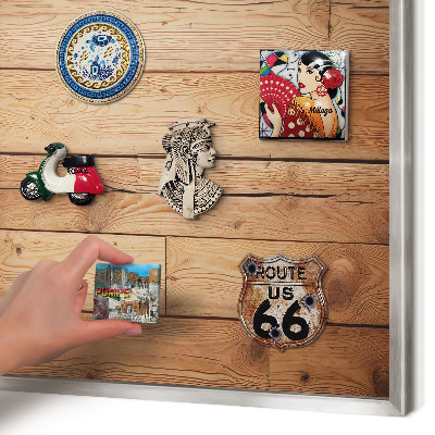 Tableau magnétique décoratif avec cadre argenté Planches de bois