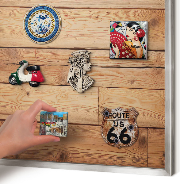 Tableau magnétique décoratif avec cadre argenté Planches de bois
