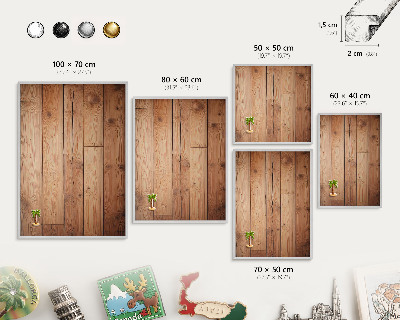 Tableau magnétique décoratif avec cadre argenté Planches de bois
