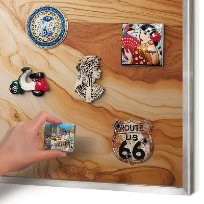 Tableau magnétique décoratif avec cadre argenté Texture bois