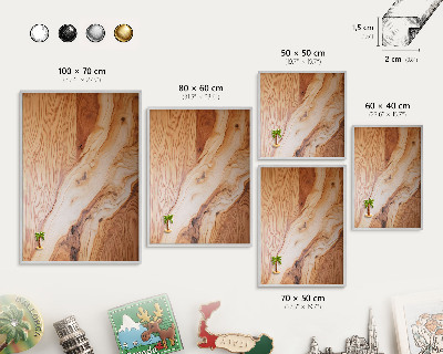 Tableau magnétique décoratif avec cadre argenté Texture bois