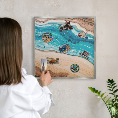Tableau magnétique décoratif avec cadre argenté Les couches de la Terre