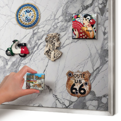 Tableau magnétique décoratif avec cadre argenté Élégance du marbre