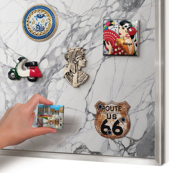 Tableau magnétique décoratif avec cadre argenté Élégance du marbre