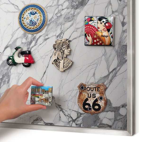 Tableau magnétique décoratif avec cadre argenté Élégance du marbre
