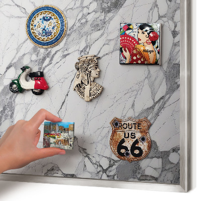 Tableau magnétique décoratif avec cadre argenté Élégance du marbre