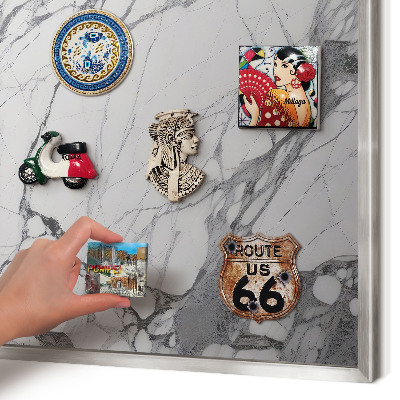 Tableau magnétique décoratif avec cadre argenté Élégance du marbre