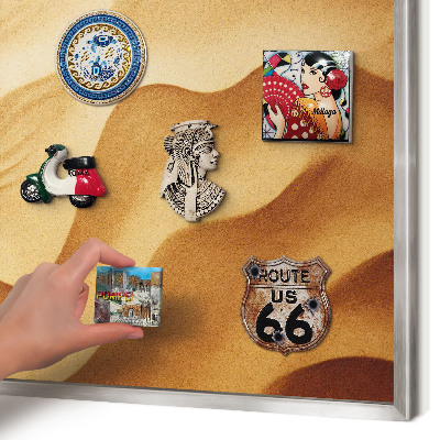 Tableau pour collection d'aimants cadre argenté Vagues de sable