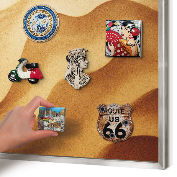 Tableau pour collection d'aimants cadre argenté Vagues de sable