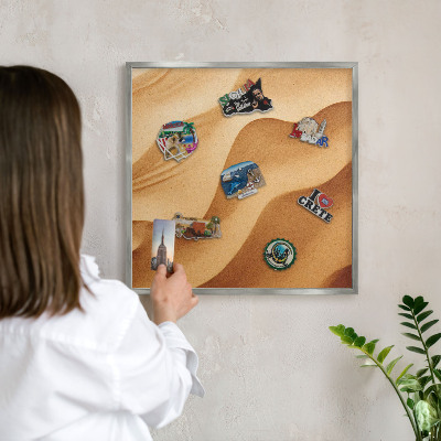 Tableau pour collection d'aimants cadre argenté Vagues de sable