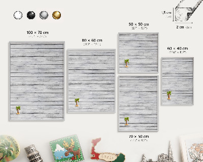 Tableau magnétique décoratif avec cadre argenté Bois clair