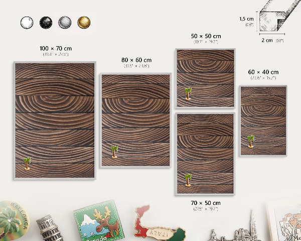 Tableau pour collection d'aimants cadre argenté Structure en bois