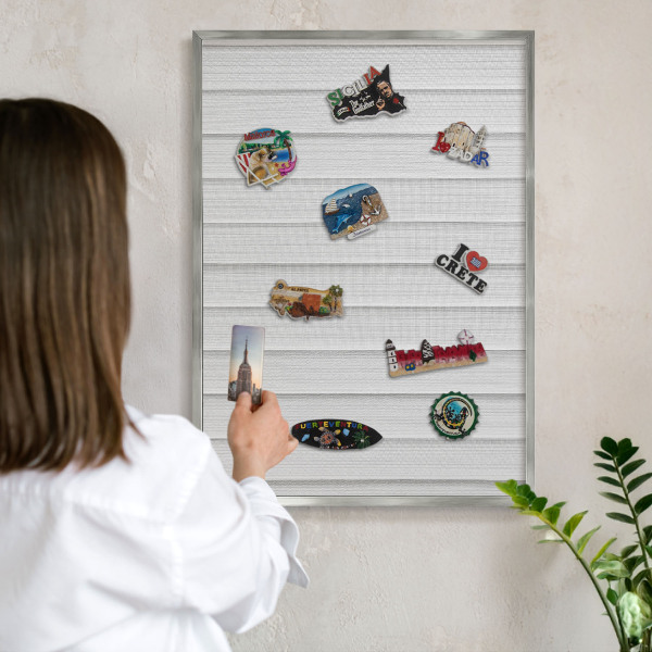 Tableau pour collection d'aimants cadre argenté Rayures minimalistes