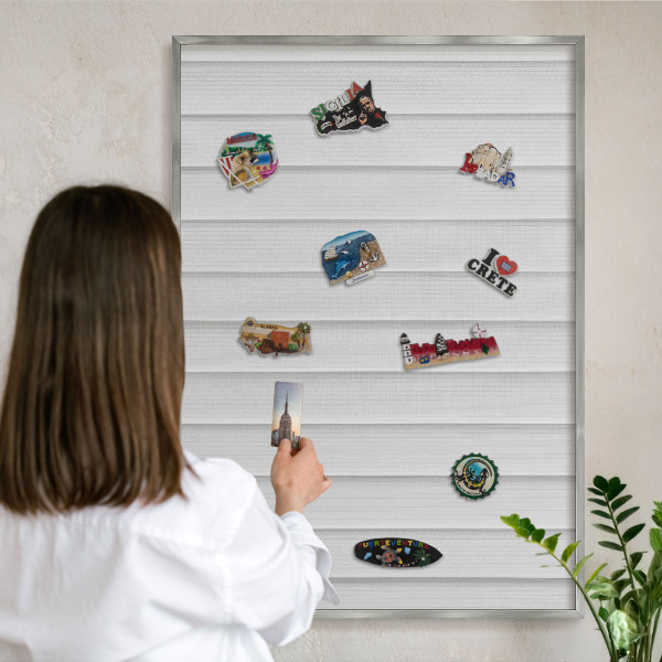 Tableau pour collection d'aimants cadre argenté Rayures minimalistes