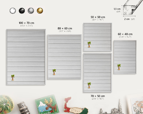 Tableau pour collection d'aimants cadre argenté Rayures minimalistes
