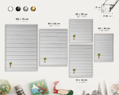 Tableau pour collection d'aimants cadre argenté Rayures minimalistes