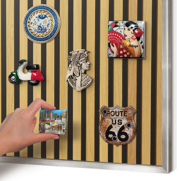 Tableau magnétique décoratif avec cadre argenté Rythmes en bois