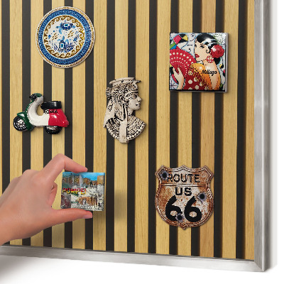 Tableau magnétique décoratif avec cadre argenté Rythmes en bois