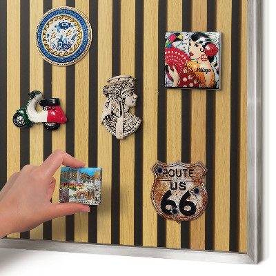 Tableau magnétique décoratif avec cadre argenté Rythmes en bois
