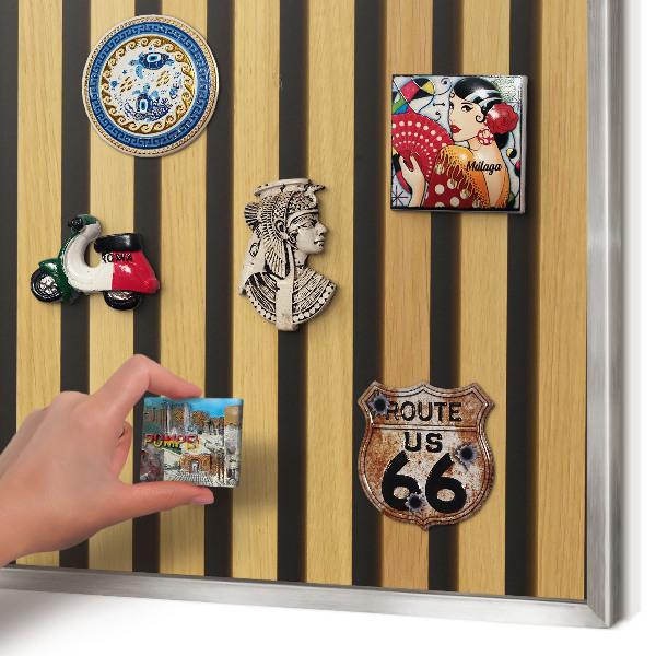 Tableau magnétique décoratif avec cadre argenté Rythmes en bois