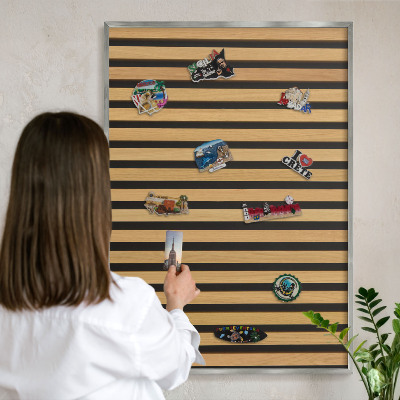 Tableau magnétique décoratif avec cadre argenté Rythmes en bois