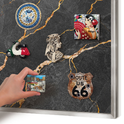 Tableau pour collection d'aimants cadre argenté Rubans de marbre