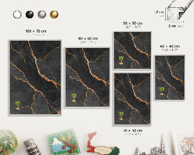 Tableau pour collection d'aimants cadre argenté Rubans de marbre
