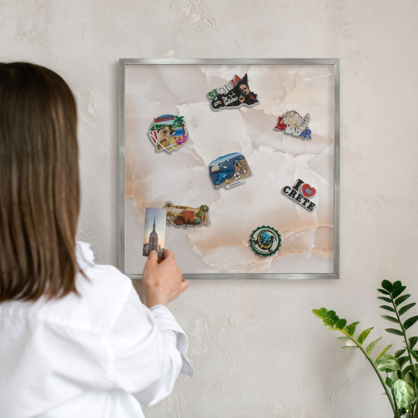 Tableau magnétique décoratif avec cadre argenté Ondes subtiles