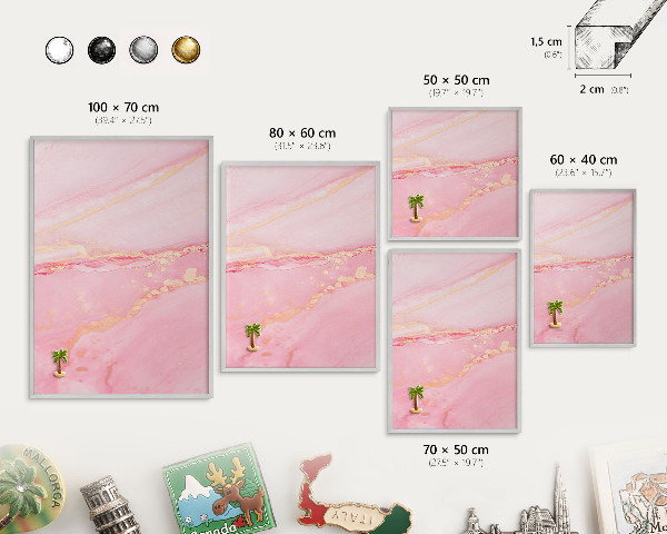 Tableau pour collection d'aimants cadre argenté Élégance rose
