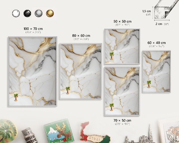 Tableau pour collection d'aimants cadre argenté Marbre abstrait