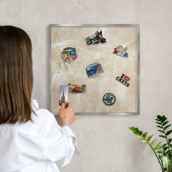 Tableau magnétique décoratif avec cadre argenté Motif marbré