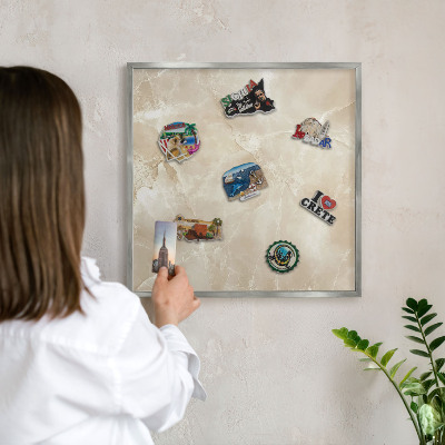 Tableau magnétique décoratif avec cadre argenté Motif marbré