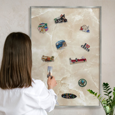 Tableau magnétique décoratif avec cadre argenté Motif marbré
