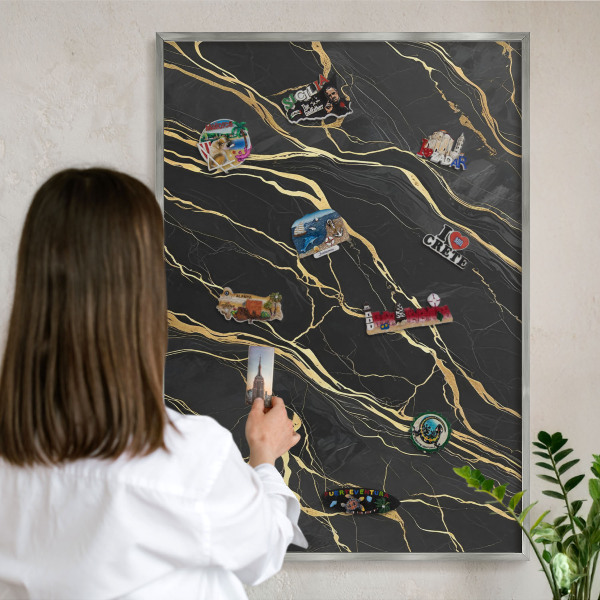 Tableau pour collection d'aimants cadre argenté Vagues luxueuses