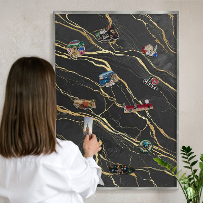 Tableau pour collection d'aimants cadre argenté Vagues luxueuses