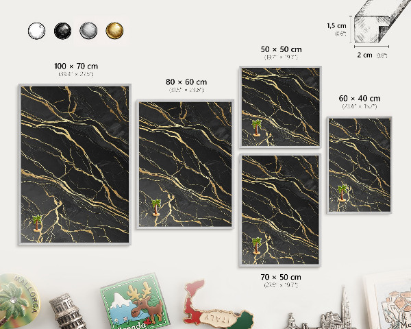 Tableau pour collection d'aimants cadre argenté Vagues luxueuses