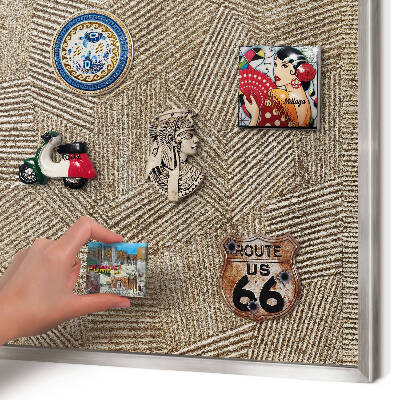Tableau pour collection d'aimants cadre argenté Motif géométrique