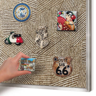 Tableau pour collection d'aimants cadre argenté Motif géométrique