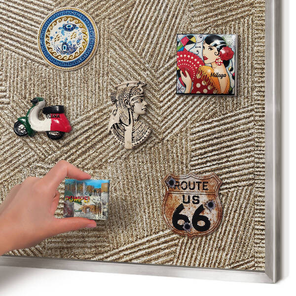 Tableau pour collection d'aimants cadre argenté Motif géométrique