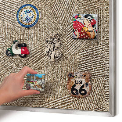 Tableau pour collection d'aimants cadre argenté Motif géométrique