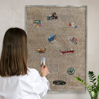 Tableau pour collection d'aimants cadre argenté Motif géométrique
