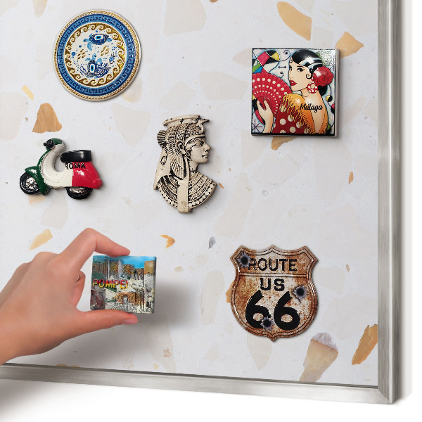 Tableau magnétique décoratif avec cadre argenté Mosaïque chaude