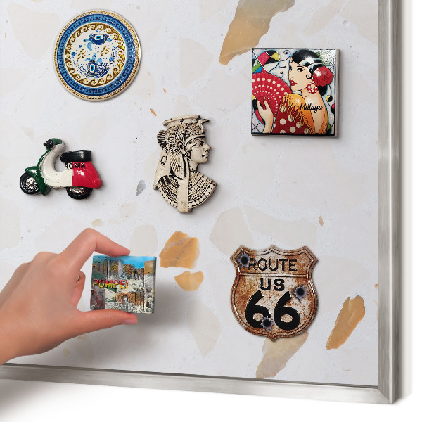 Tableau magnétique décoratif avec cadre argenté Mosaïque chaude