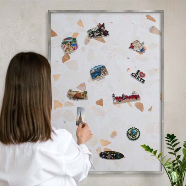 Tableau magnétique décoratif avec cadre argenté Mosaïque chaude