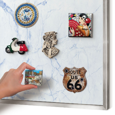 Tableau magnétique décoratif avec cadre argenté Motif en marbre