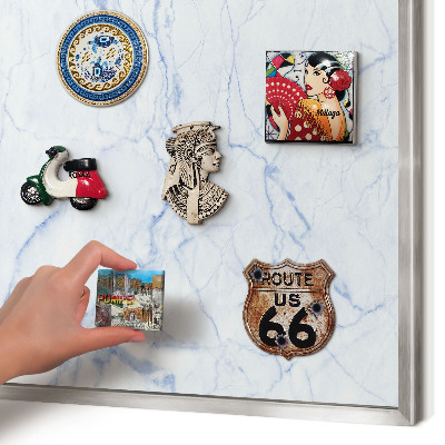 Tableau magnétique décoratif avec cadre argenté Motif en marbre