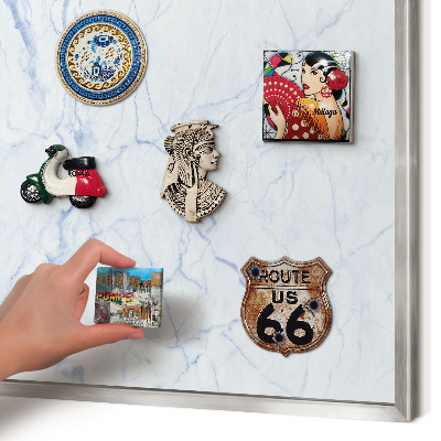 Tableau magnétique décoratif avec cadre argenté Motif en marbre
