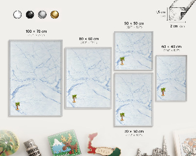 Tableau magnétique décoratif avec cadre argenté Motif en marbre